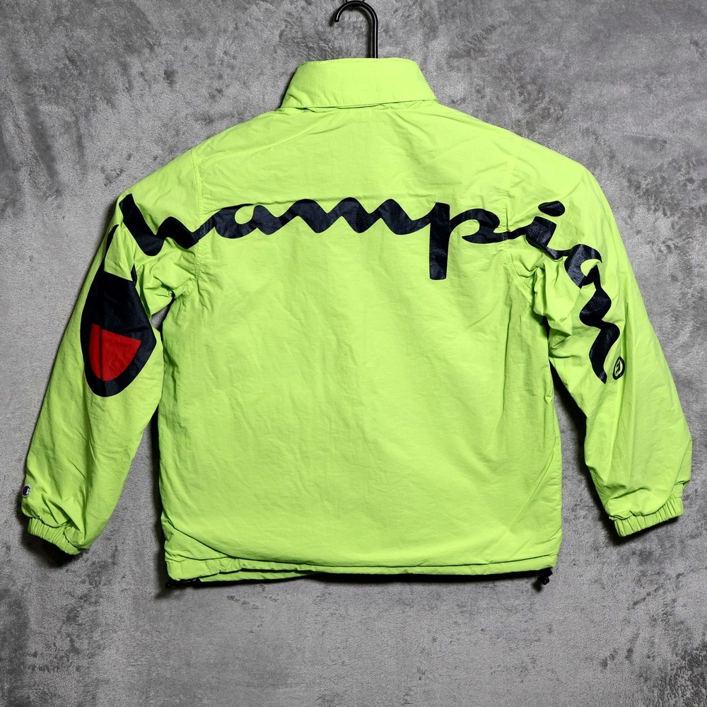 Supreme x Champion Jacket Mens Small Lime Green Logo Track Windbreaker Hooded
